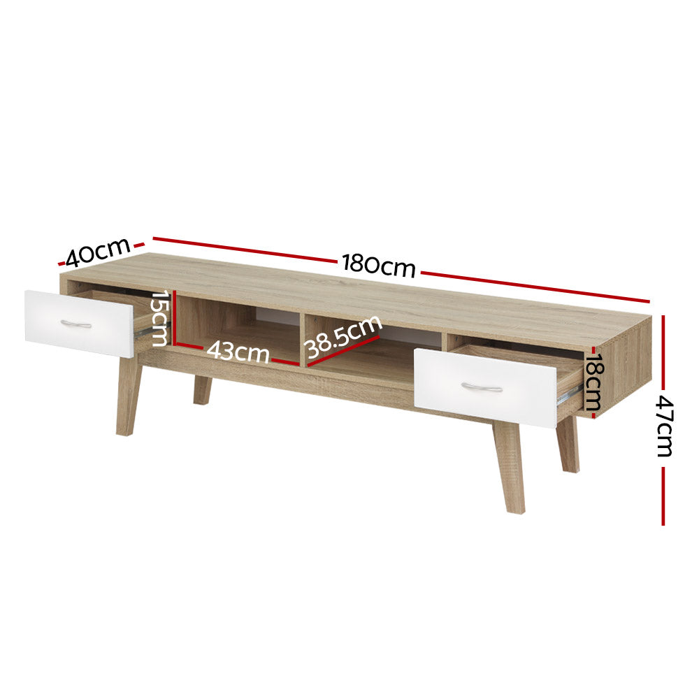 Artiss TV Cabinet Entertainment Unit 180cm Oak White Gary-1