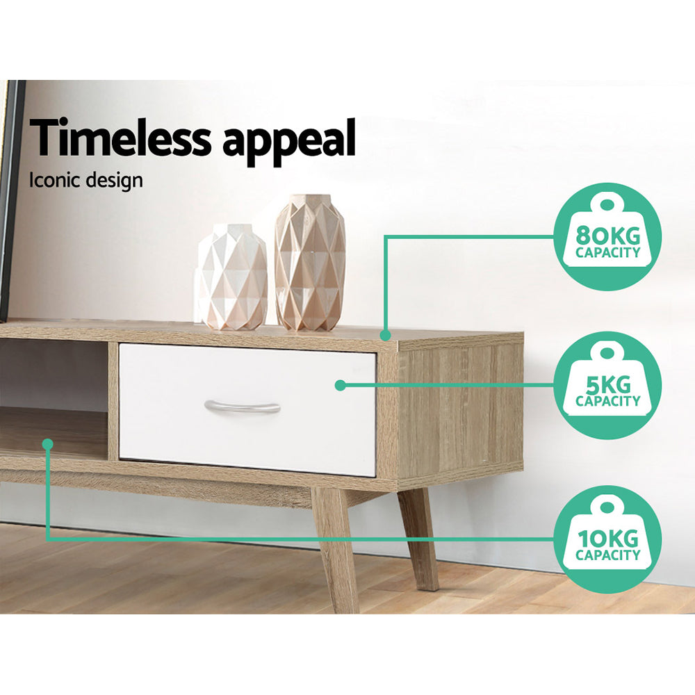 Artiss TV Cabinet Entertainment Unit 180cm Oak White Gary-5