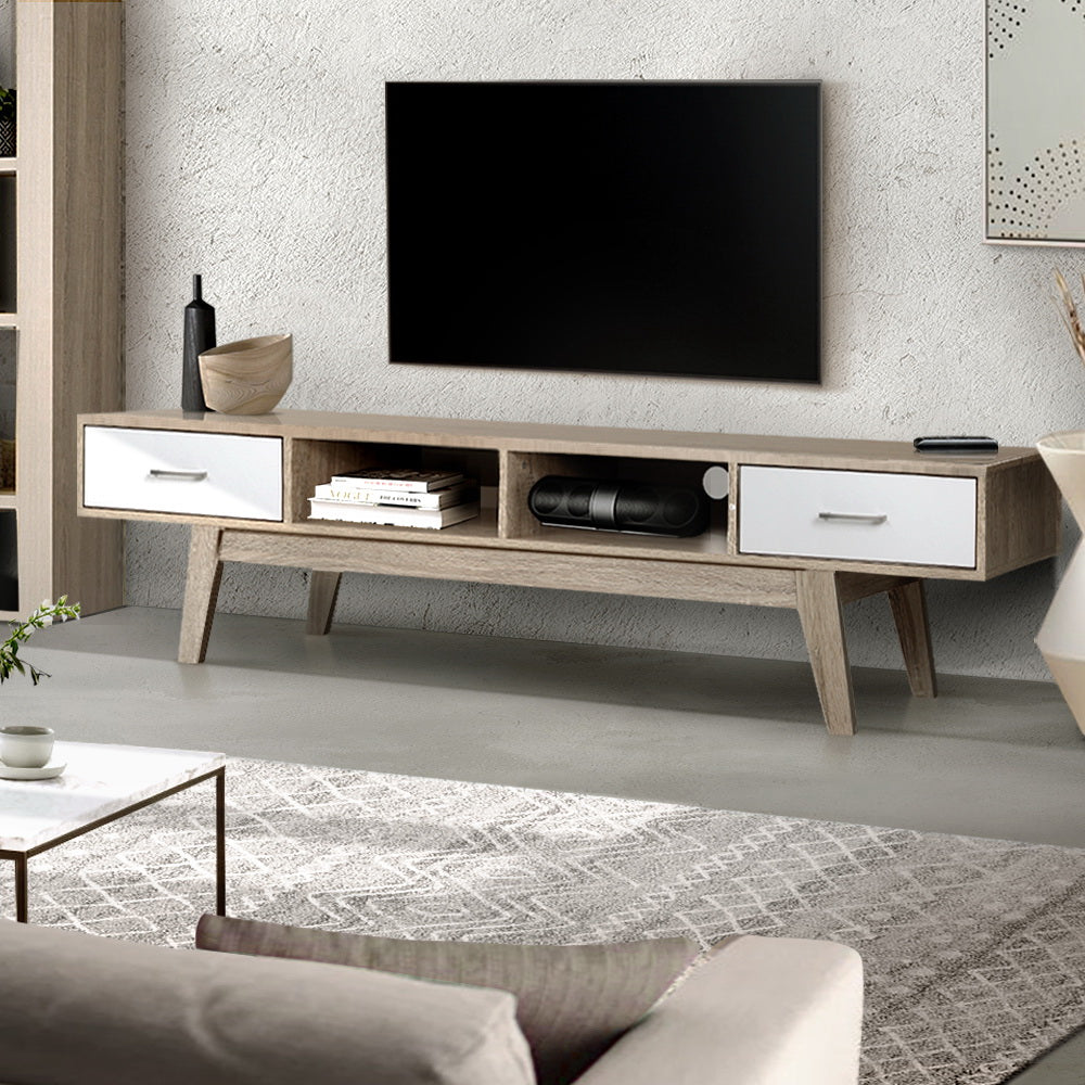 Artiss TV Cabinet Entertainment Unit 180cm Oak White Gary-7