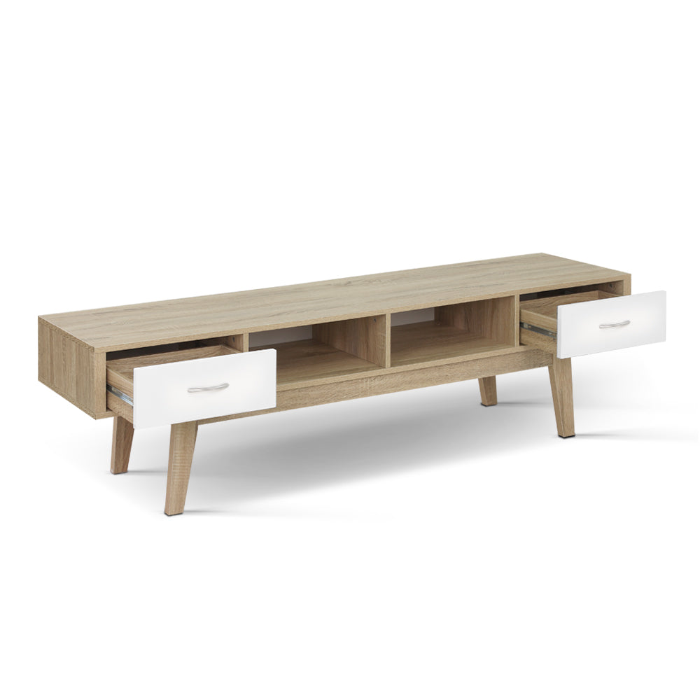Artiss TV Cabinet Entertainment Unit 180cm Oak White Gary-2