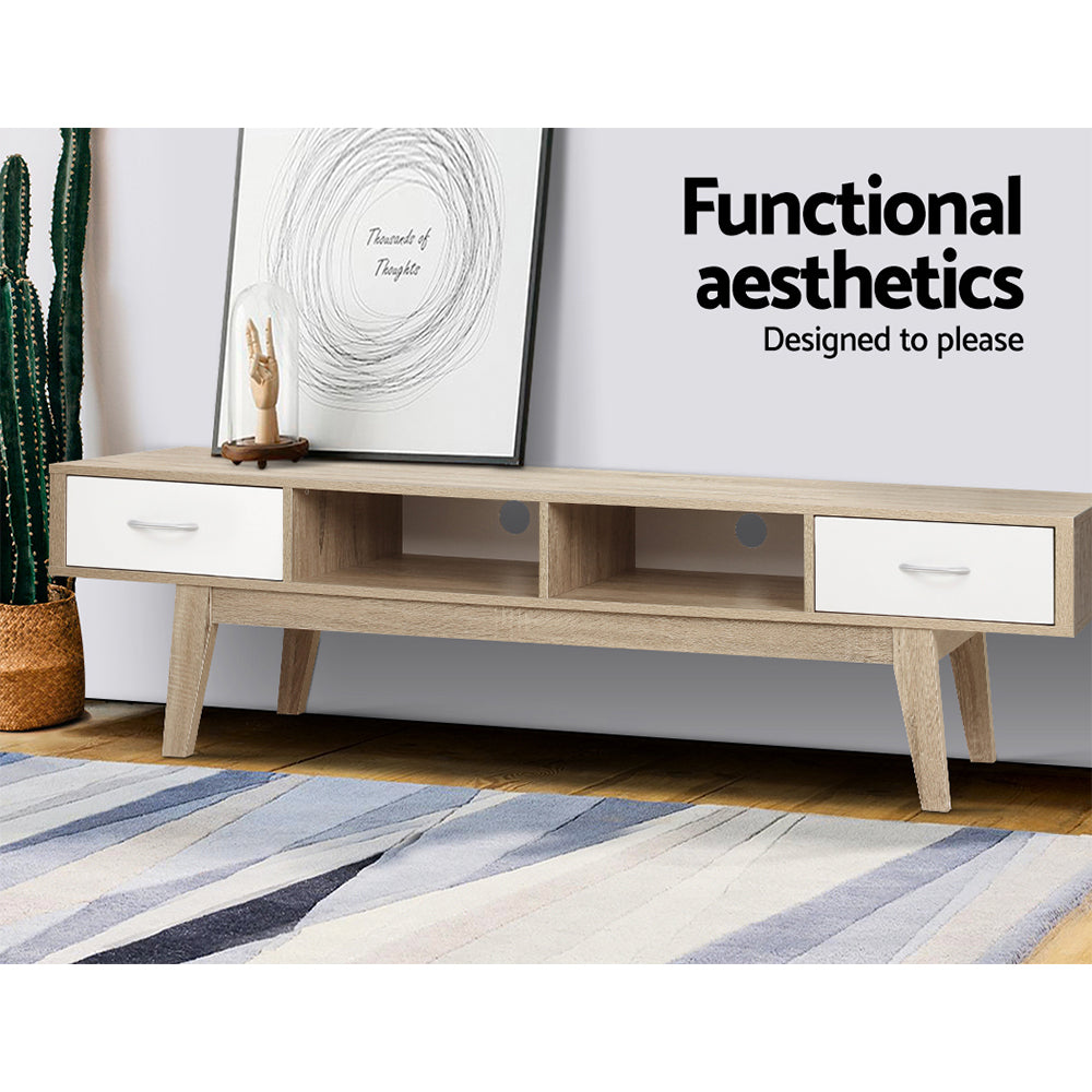 Artiss TV Cabinet Entertainment Unit 180cm Oak White Gary-3