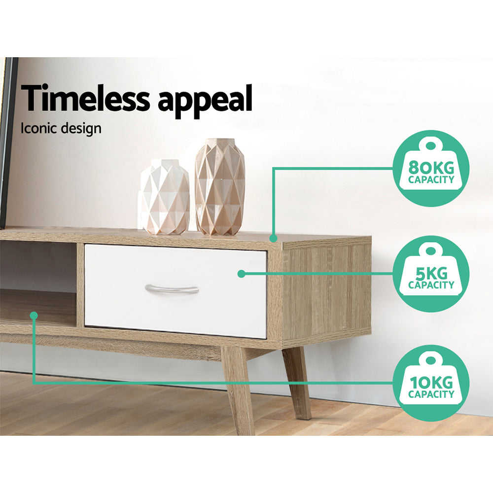 Artiss TV Cabinet Entertainment Unit 180cm Oak White Gary-5