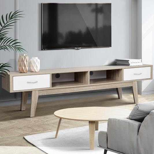 Artiss TV Cabinet Entertainment Unit 180cm Oak White Gary-0