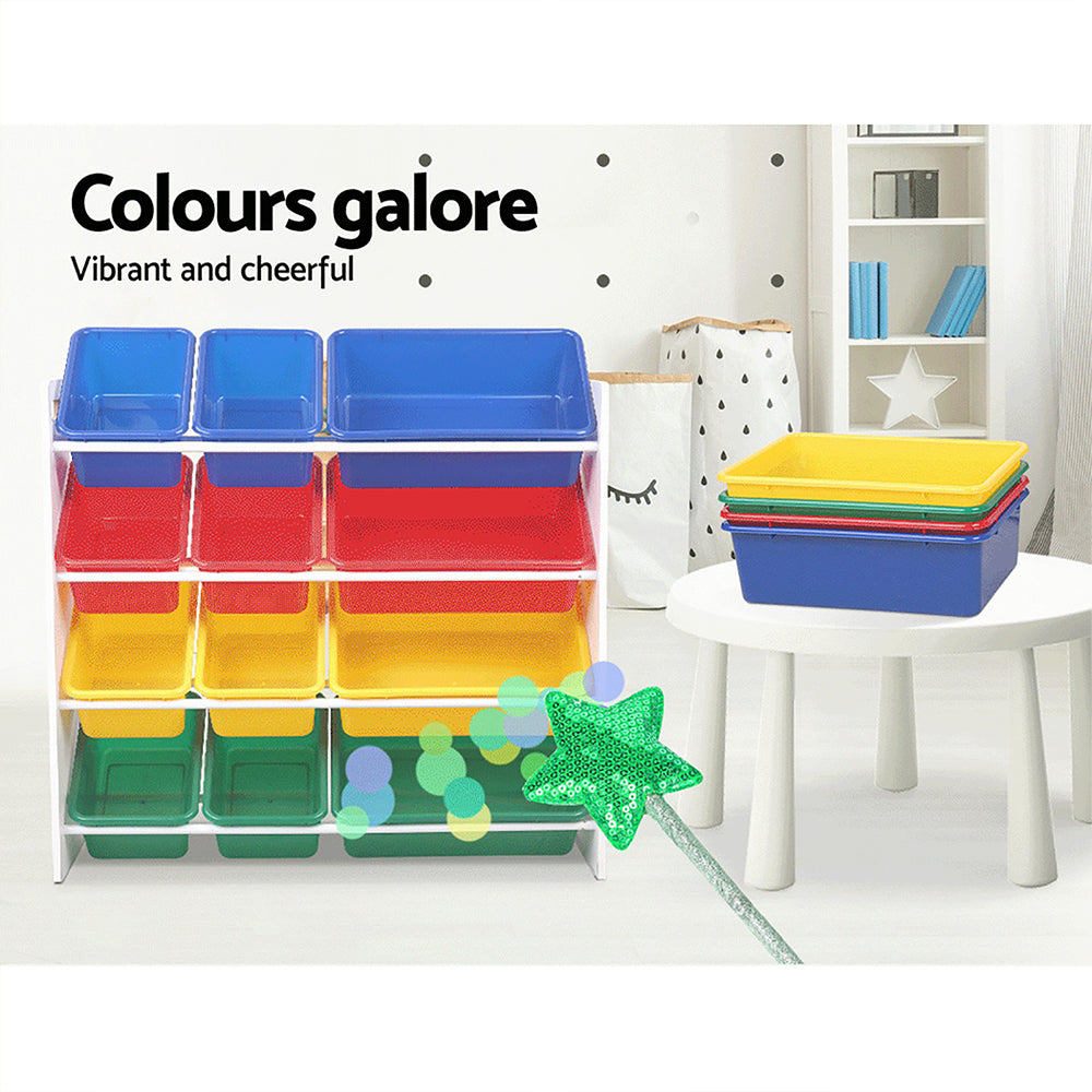 Keezi Kids Toy Box 12 Bins Bookshelf Organiser Children Storage Rack-6