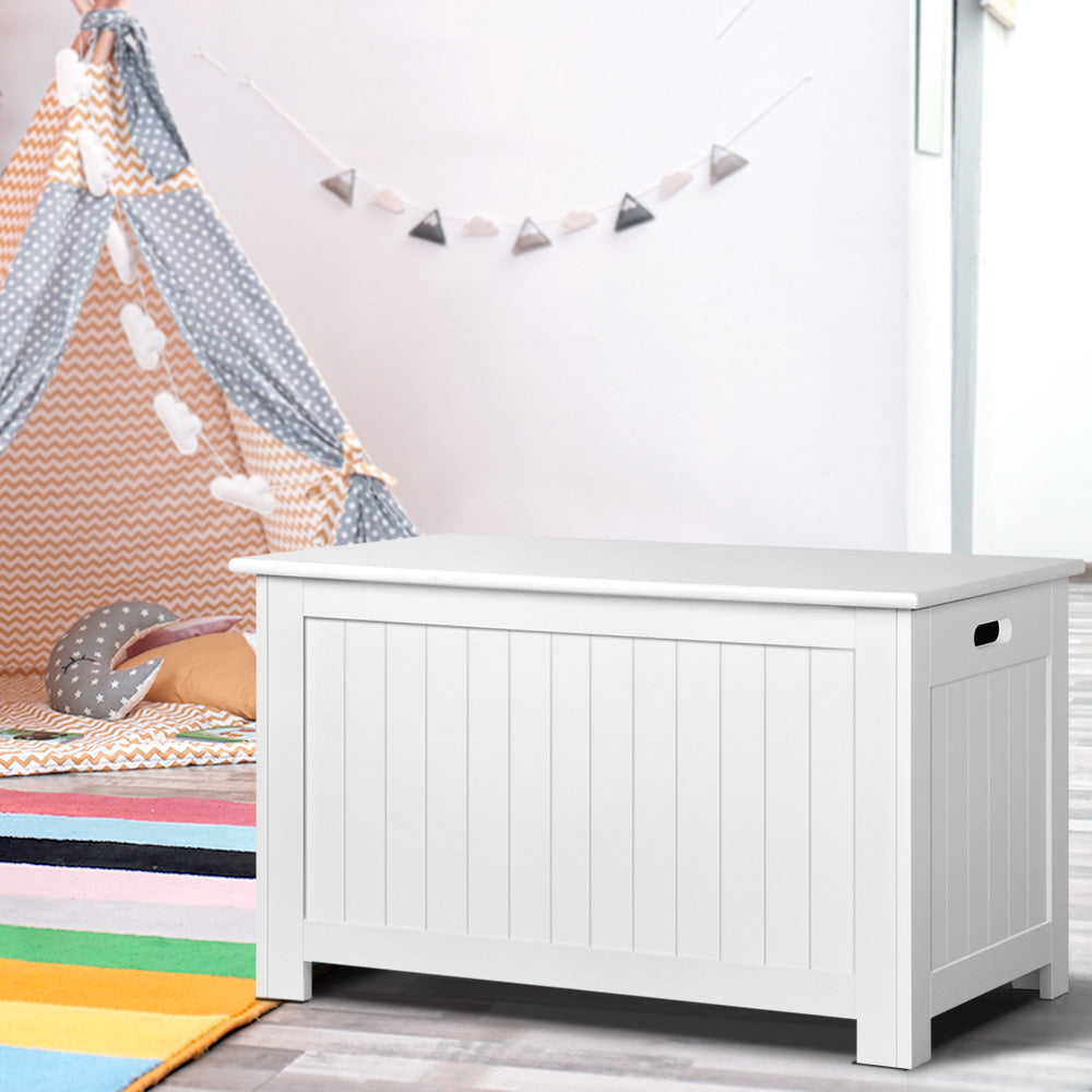 Keezi Kids Toy Box Chest Storage Blanket Children Clothes Room Organiser White-7