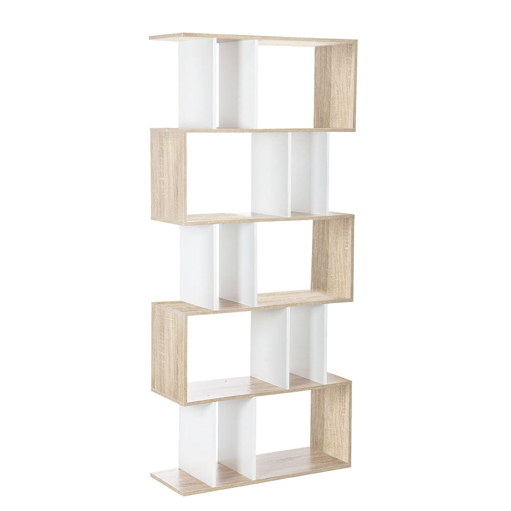 Artiss Bookshelf 5 Tiers - RITA White and Oak-7