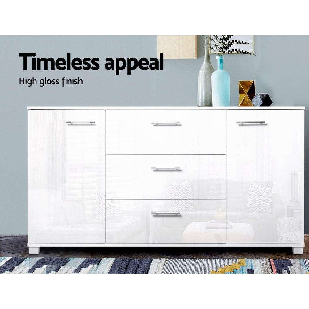 Artiss Buffet Sideboard High Gloss - White-3