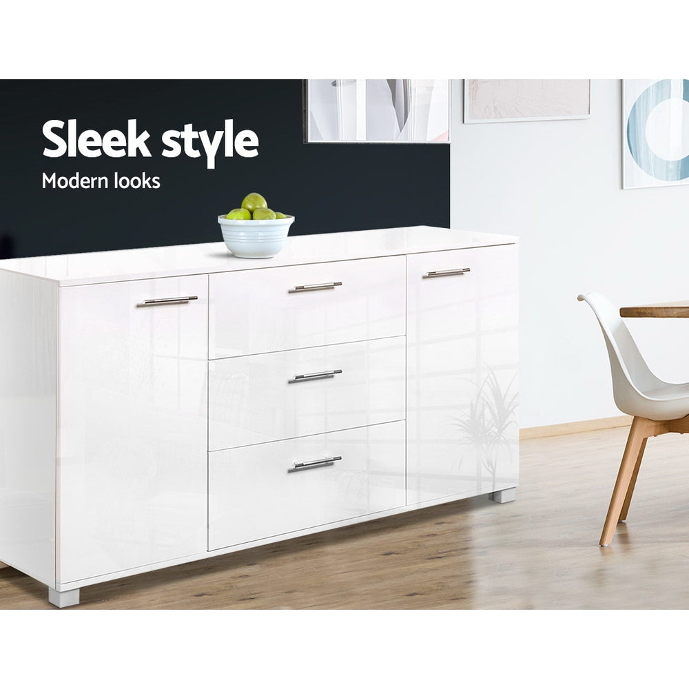Artiss Buffet Sideboard High Gloss - White-5