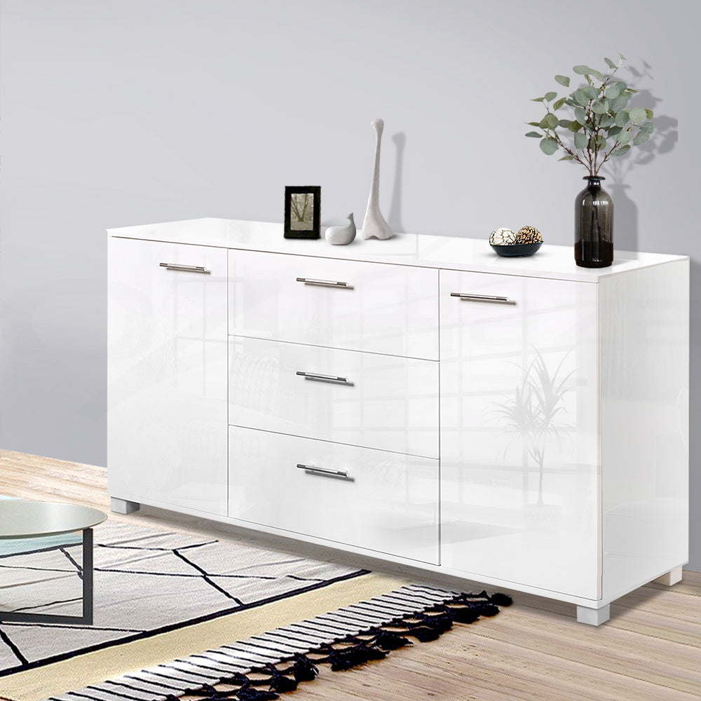 Artiss Buffet Sideboard High Gloss - White-0