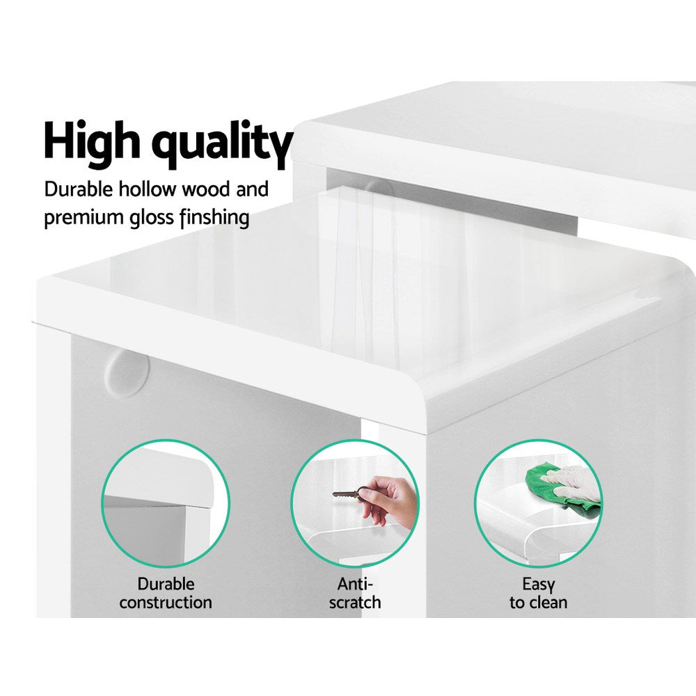 Artiss Nesting Coffee Table Set of 3 Glossy White-4