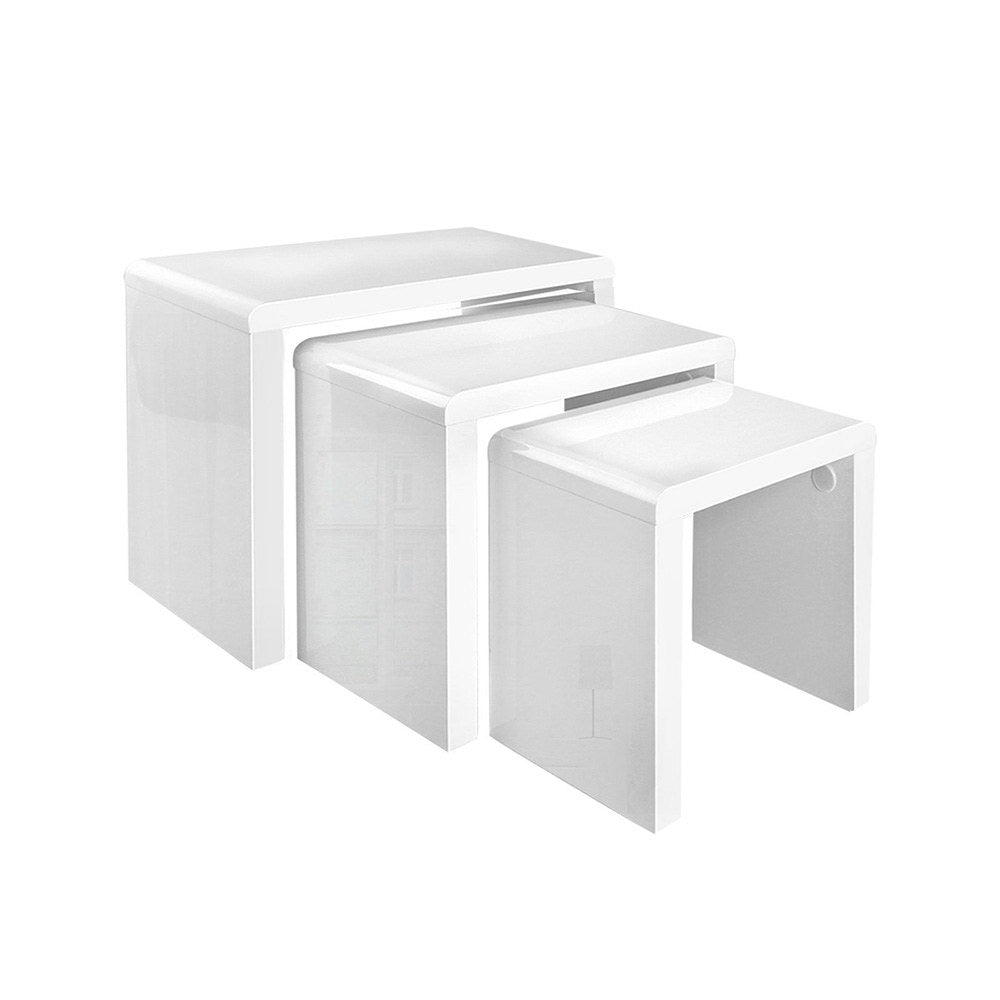 Artiss Nesting Coffee Table Set of 3 Glossy White-7