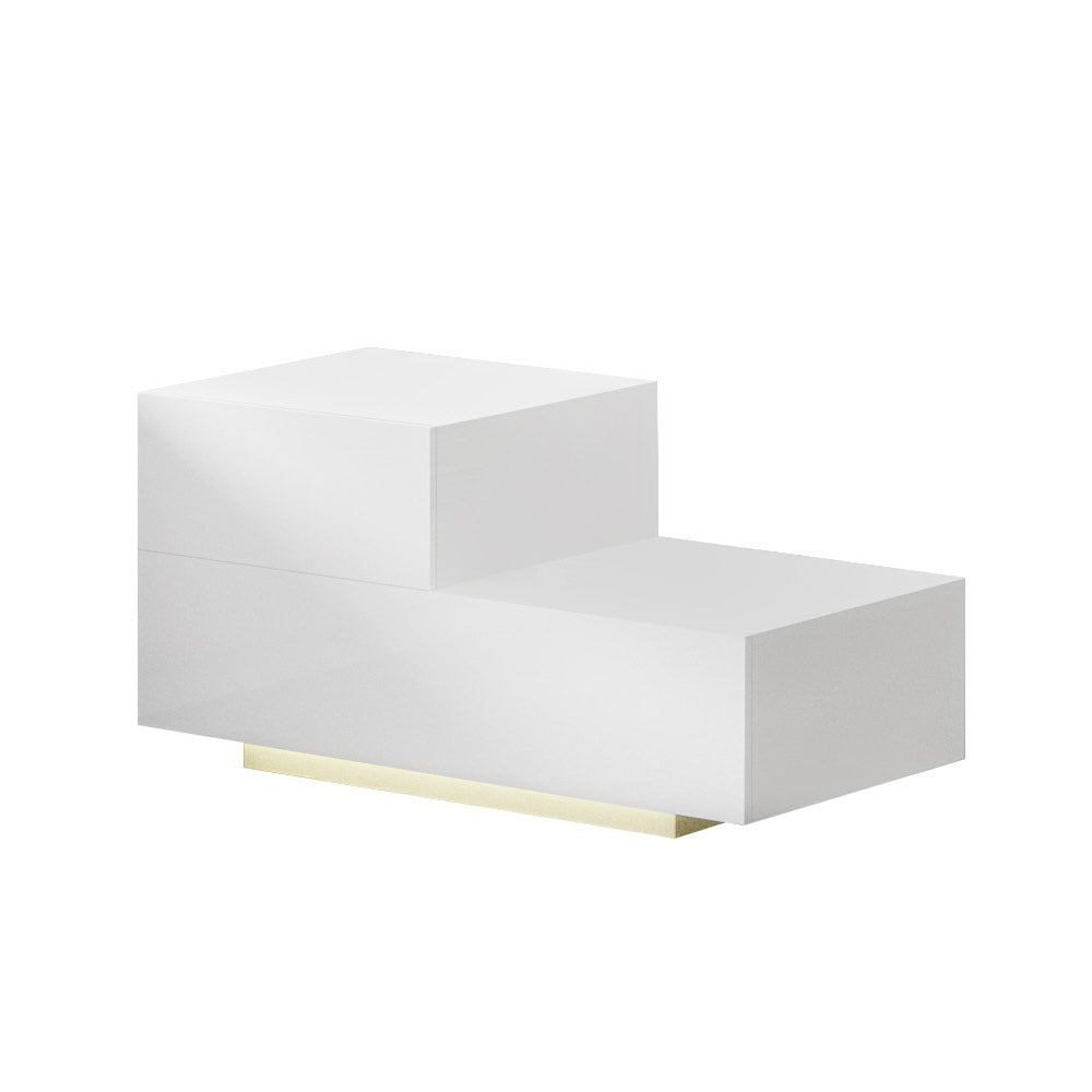 Artiss Bedside Tables LED 2 Drawers - REMI White-0