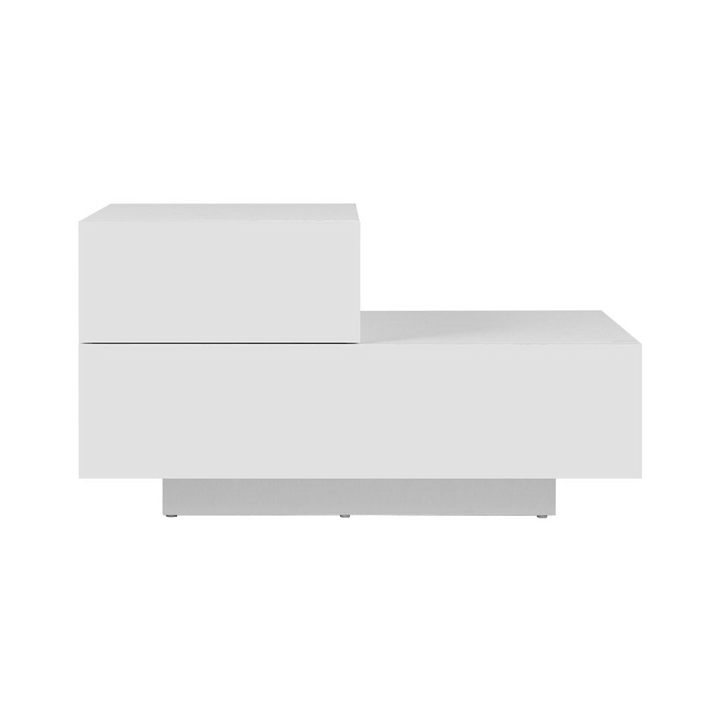 Artiss Bedside Tables LED 2 Drawers - REMI White-2