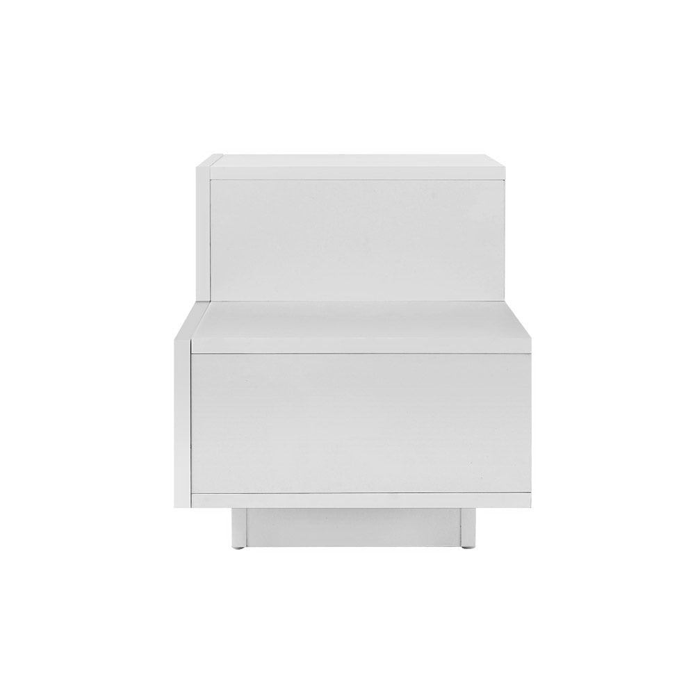 Artiss Bedside Tables LED 2 Drawers - REMI White-3