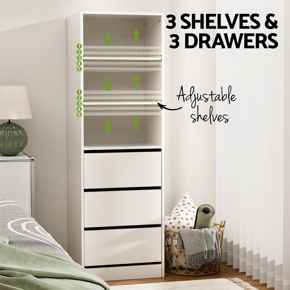 Artiss 3 Chest of Drawers Tallboy Cabinet White-3
