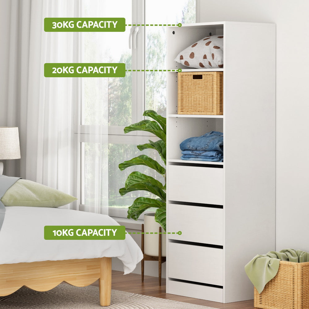 Artiss 3 Chest of Drawers Tallboy Cabinet White-4