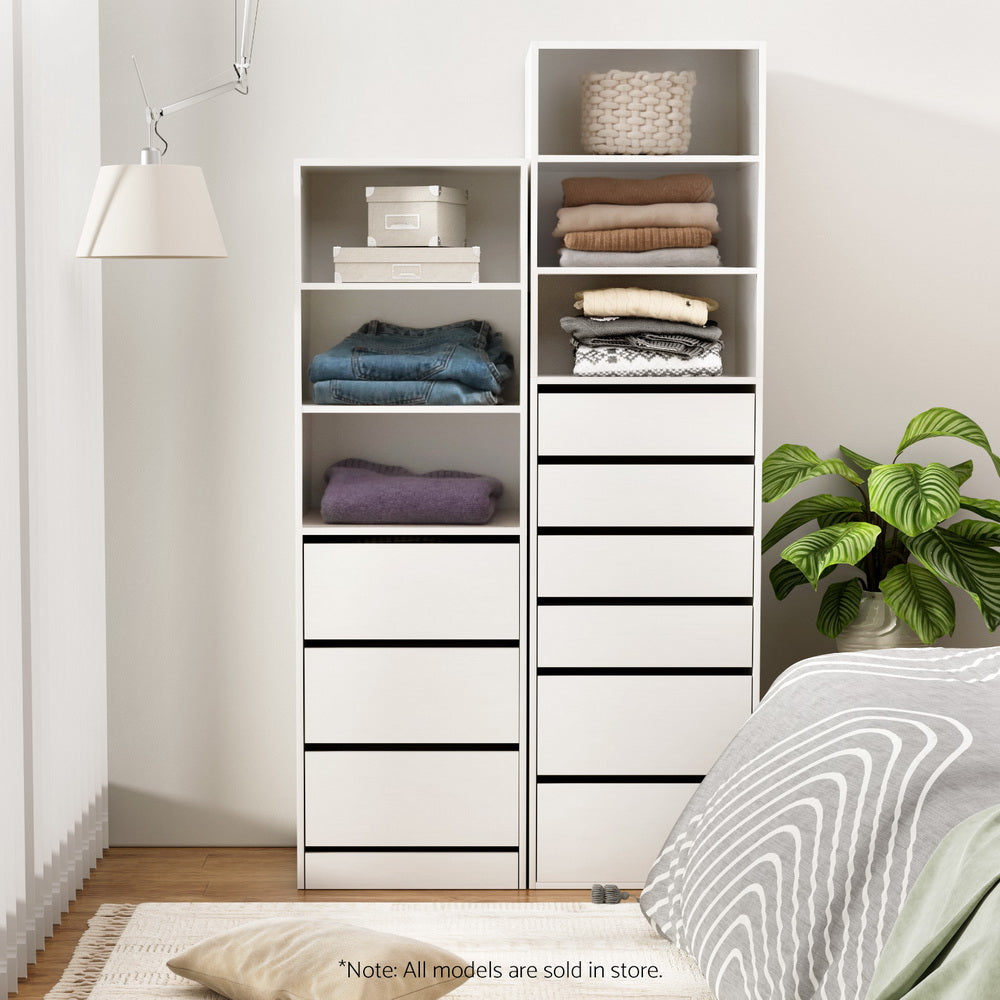 Artiss 3 Chest of Drawers Tallboy Cabinet White-5