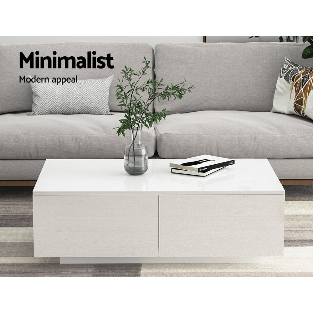 Artiss Coffee Table 4 Drawers White Trevi-2