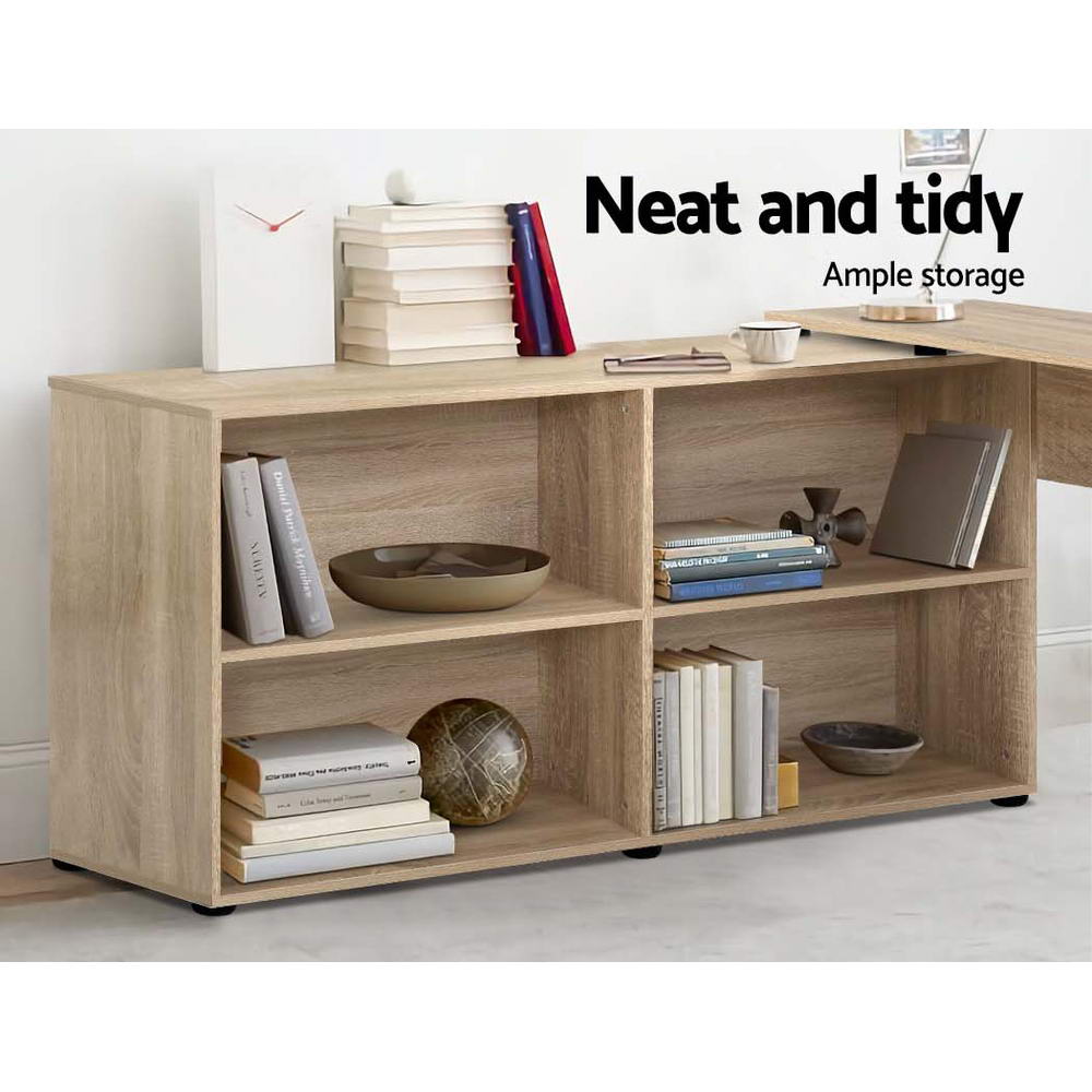 Artiss Computer Desk Bookshelf Oak 130CM-3