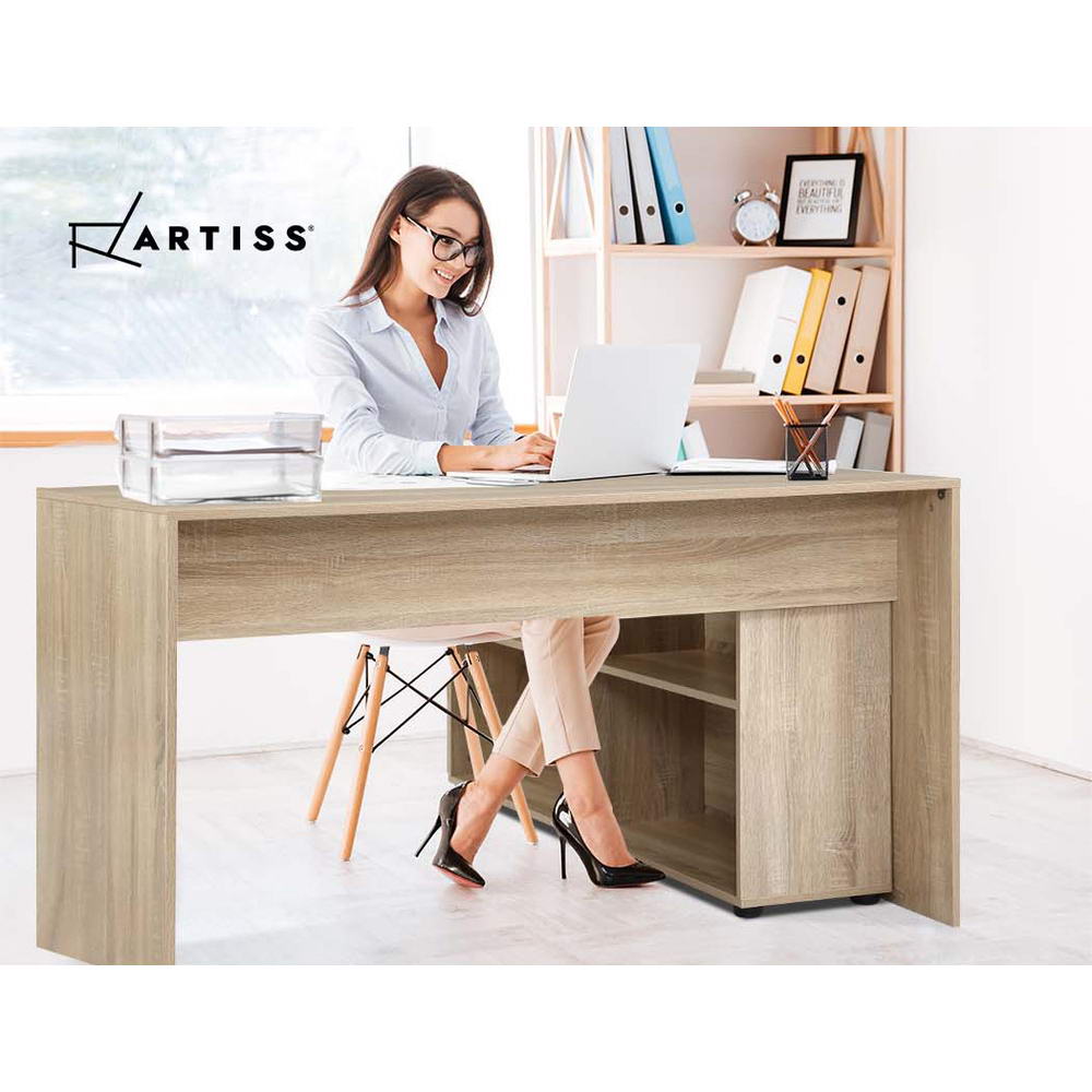 Artiss Computer Desk Bookshelf Oak 130CM-5