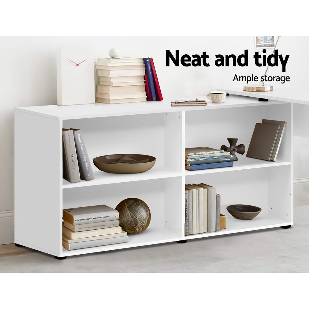 Artiss Computer Desk Bookshelf White 130CM-3