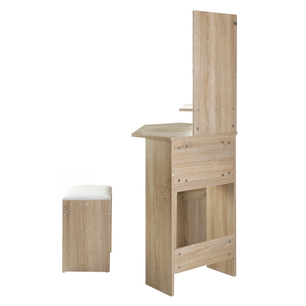 Artiss Dressing Table Stool Set Corner 5 Drawers Oak-3