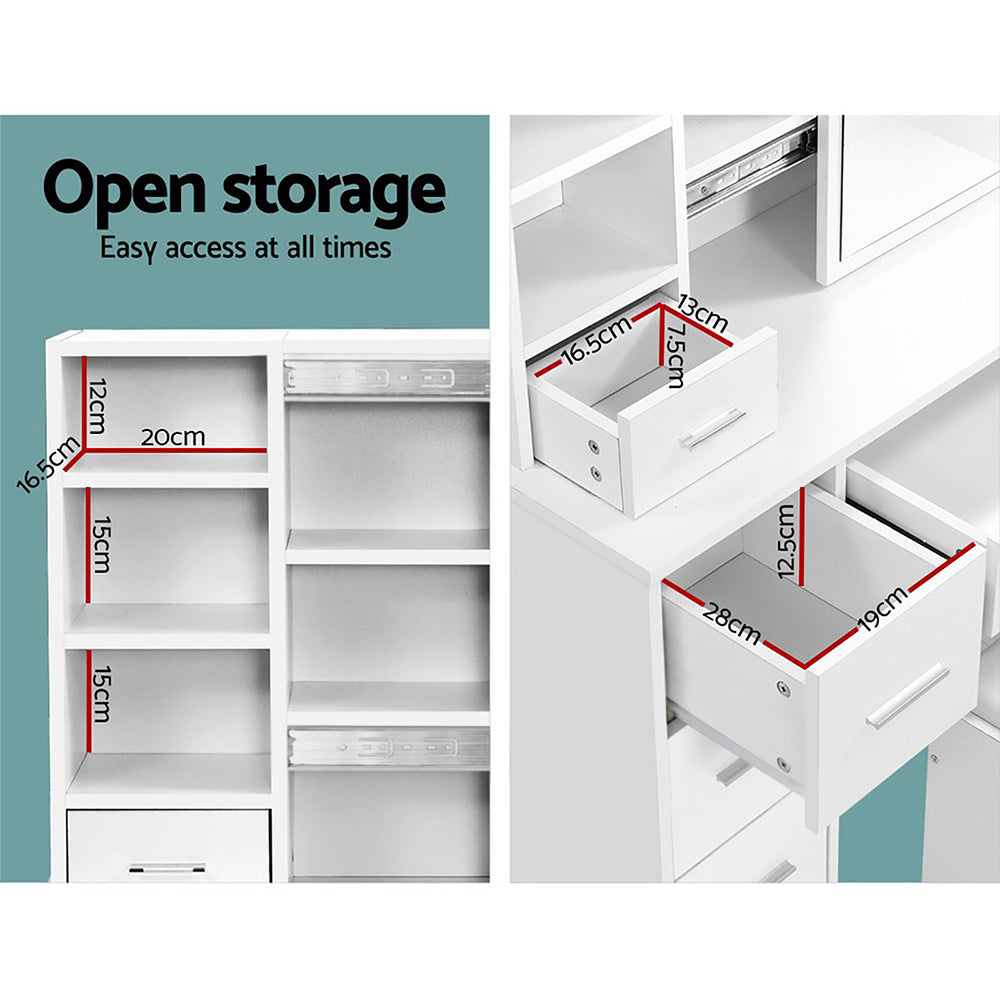 Artiss Dressing Table Stool Set Sliding Mirror White Diane-5