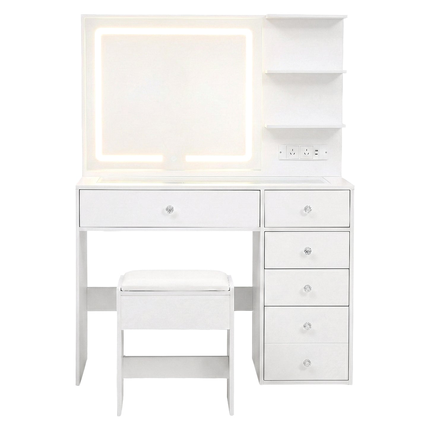 Artiss Dressing Table LED Vanity Desk Set Stool White-3
