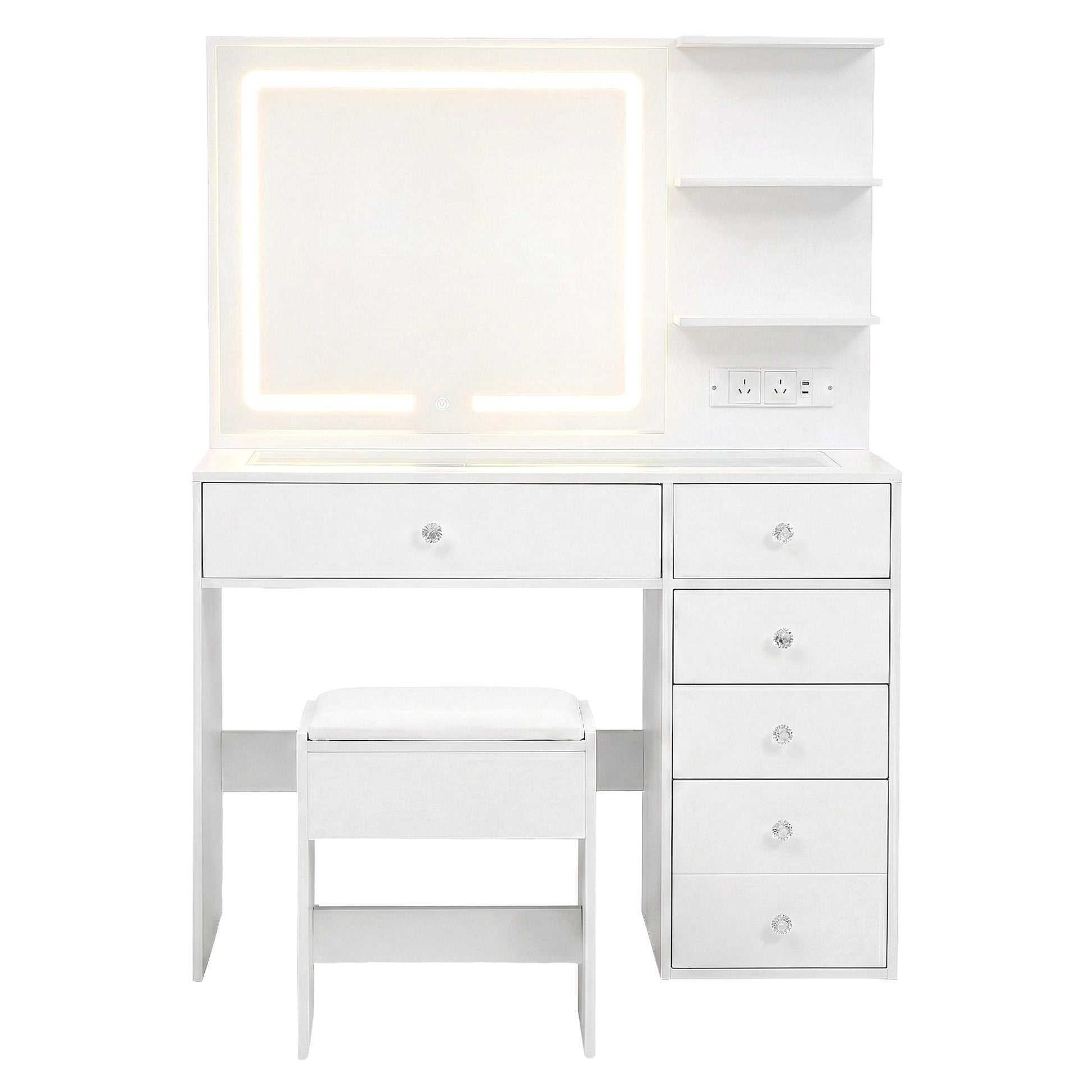 Artiss Dressing Table LED Vanity Desk Set Stool White-3
