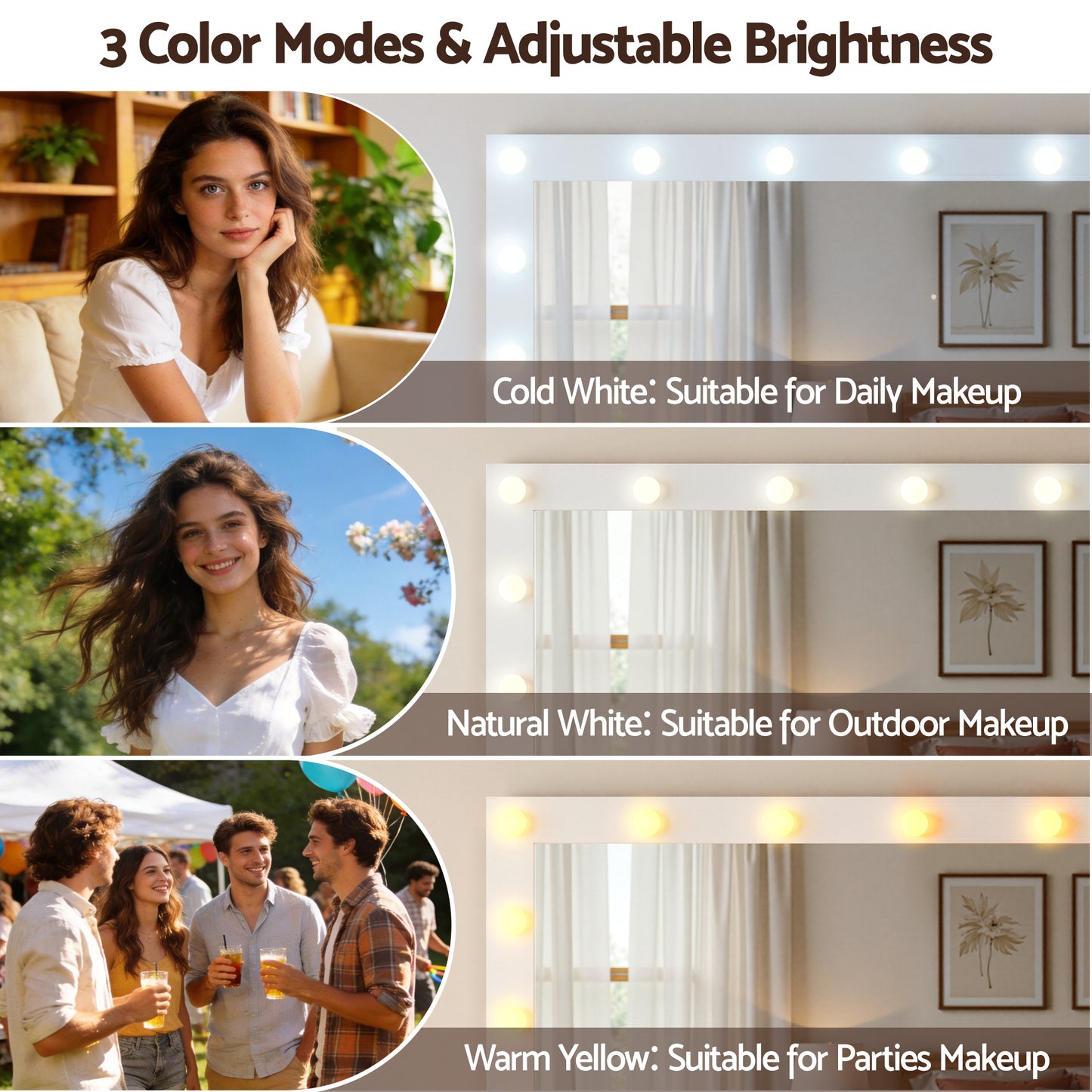 Artiss Dressing Table Vanity Desk Set LED Bulbs RGB Light White