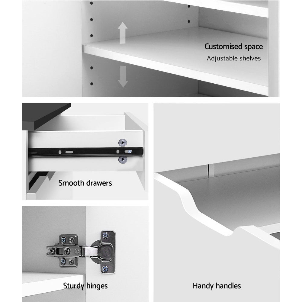 Artiss Shoe Rack Cabinet 30 Pairs White Eve-6