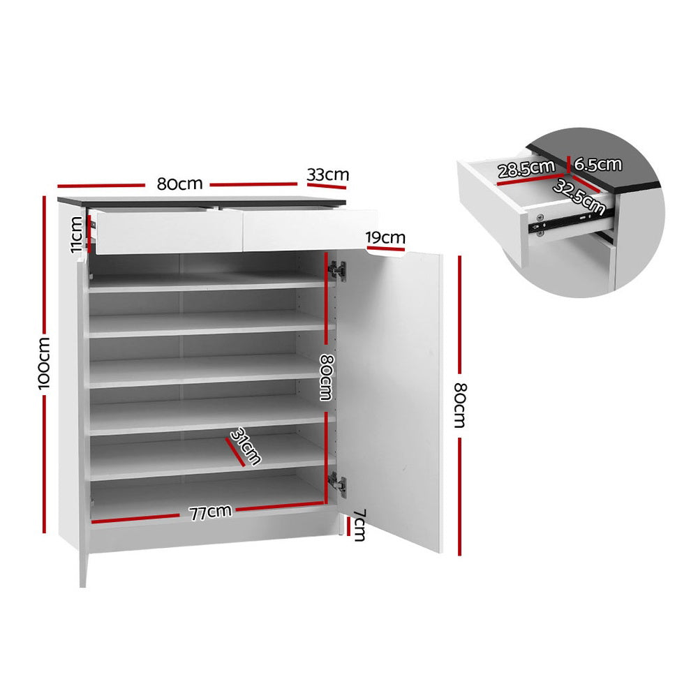 Artiss Shoe Rack Cabinet 30 Pairs White Eve-3