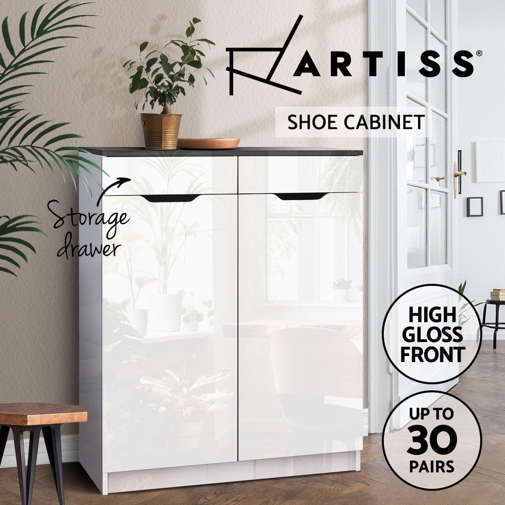 Artiss Shoe Rack Cabinet 30 Pairs White Eve-4