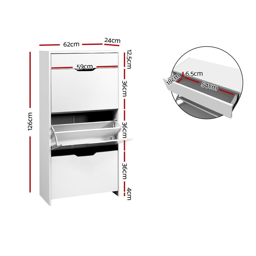 Artiss Shoe Rack Cabinet 24 Pairs White Luna-3