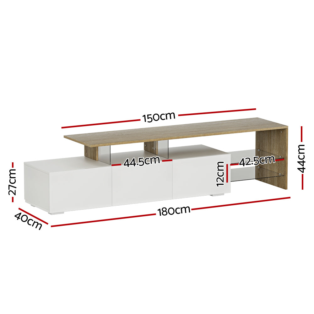 Artiss TV Cabinet Entertainment Unit 180cm Wood White James-1