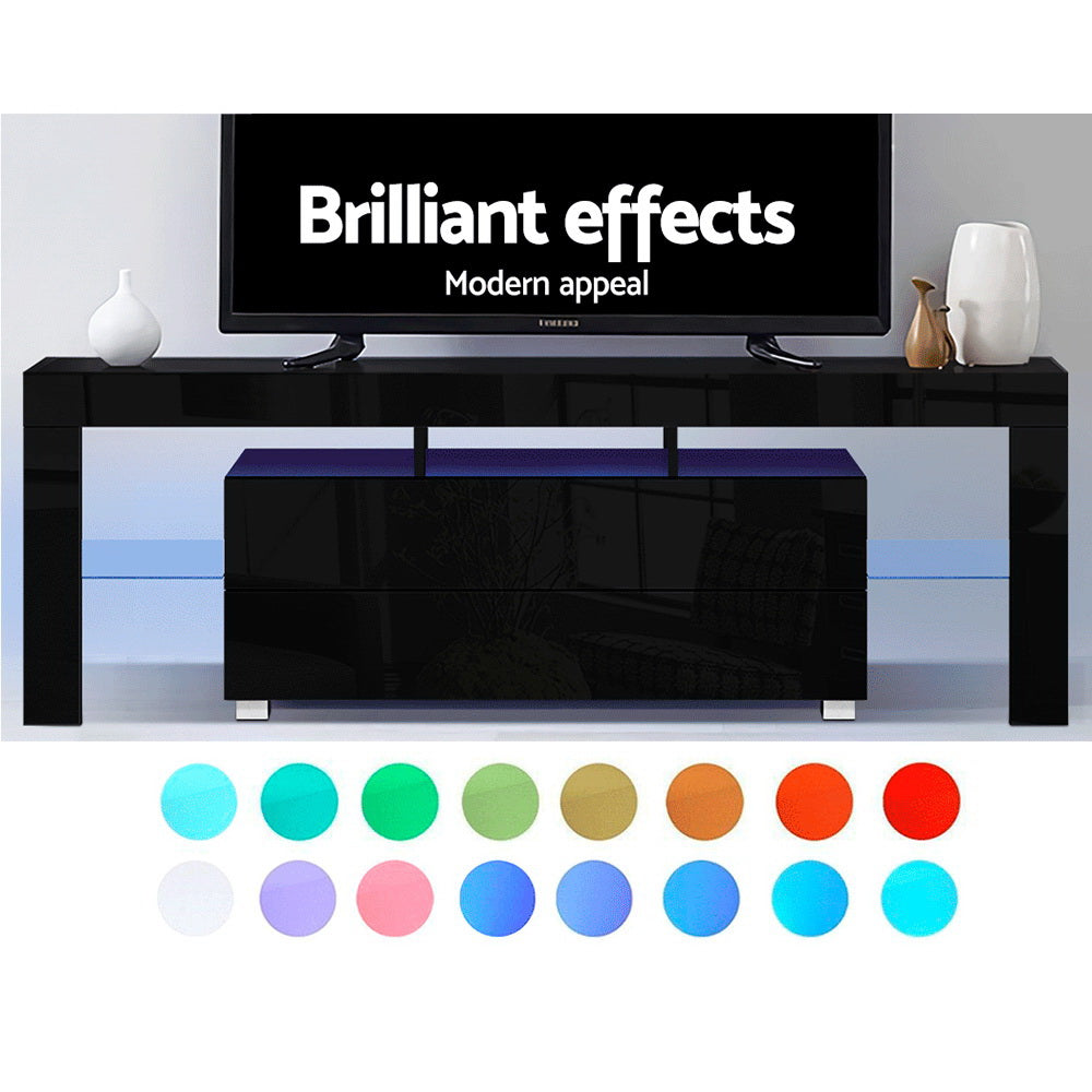 Artiss Entertainment Unit TV Cabinet LED 160cm Black Elo-2