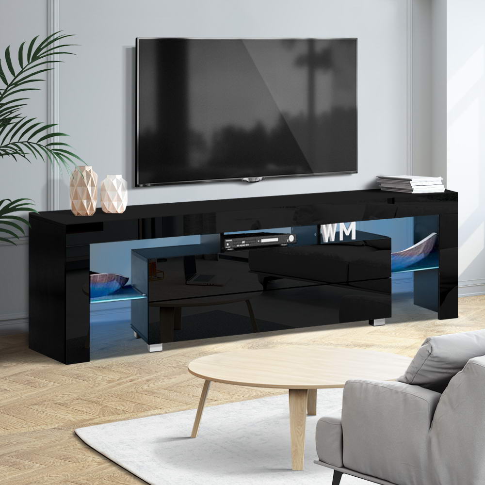 Artiss Entertainment Unit TV Cabinet LED 160cm Black Elo-6