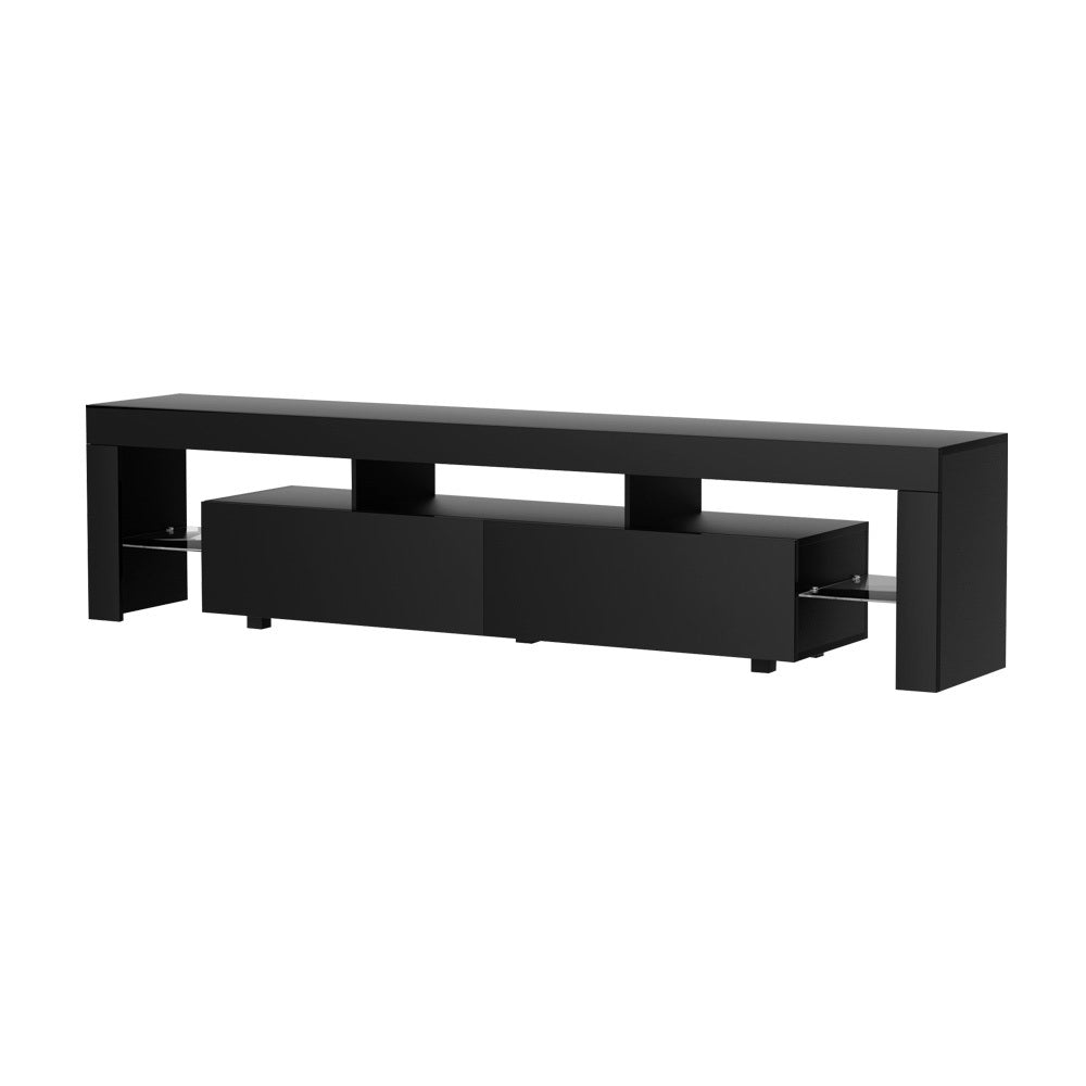 Artiss TV Cabinet Entertainment Unit Stand RGB LED Gloss Furniture 200cm Black-2