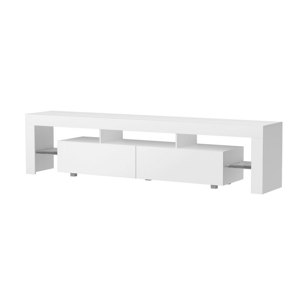 Artiss TV Cabinet Entertainment Unit Stand RGB LED Gloss Furniture 200cm White-0