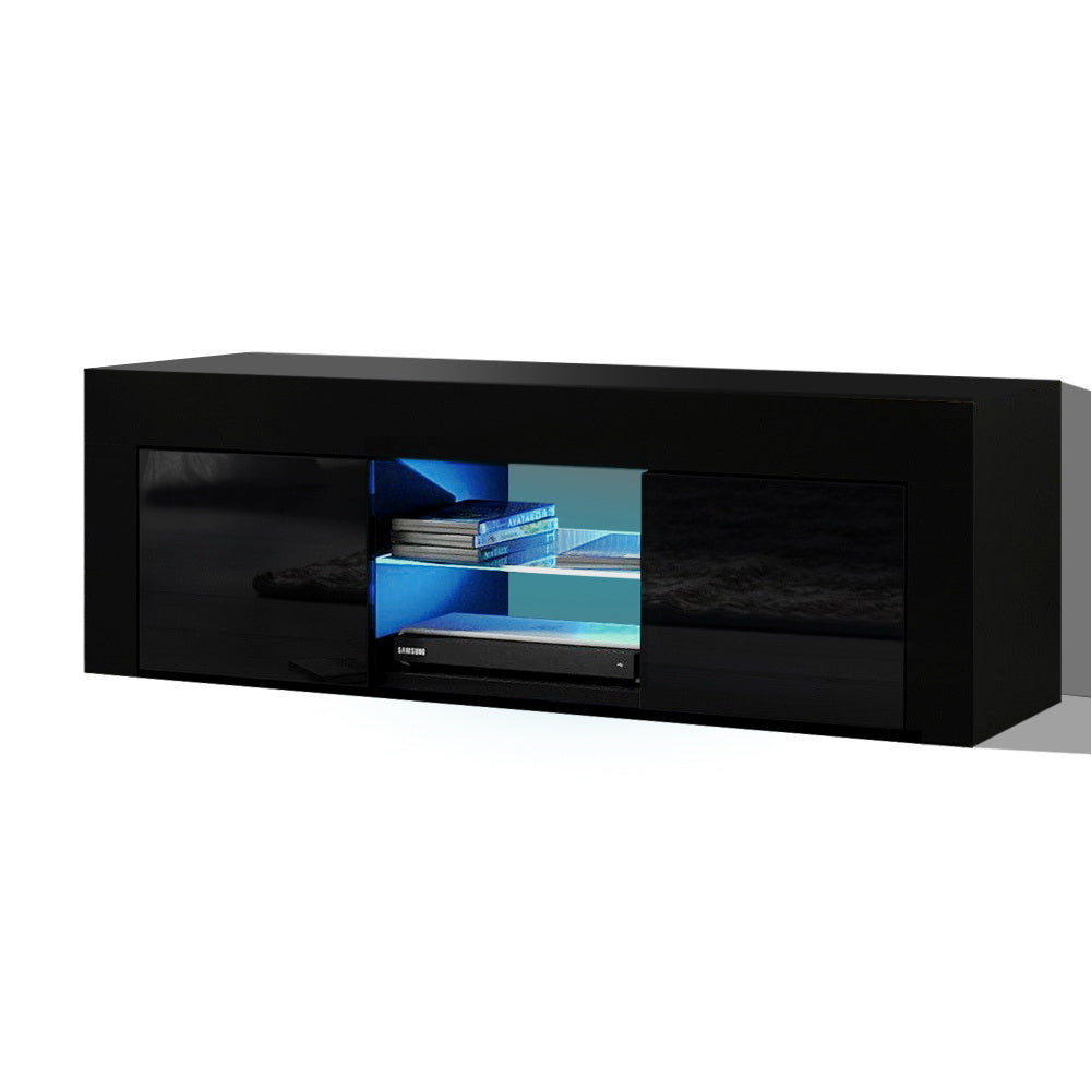 Artiss Entertainment Unit TV Cabinet LED 130cm Black Angus-0