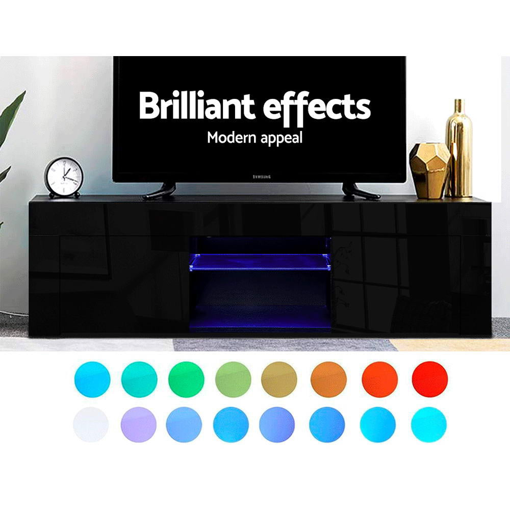 Artiss Entertainment Unit TV Cabinet LED 130cm Black Angus-3