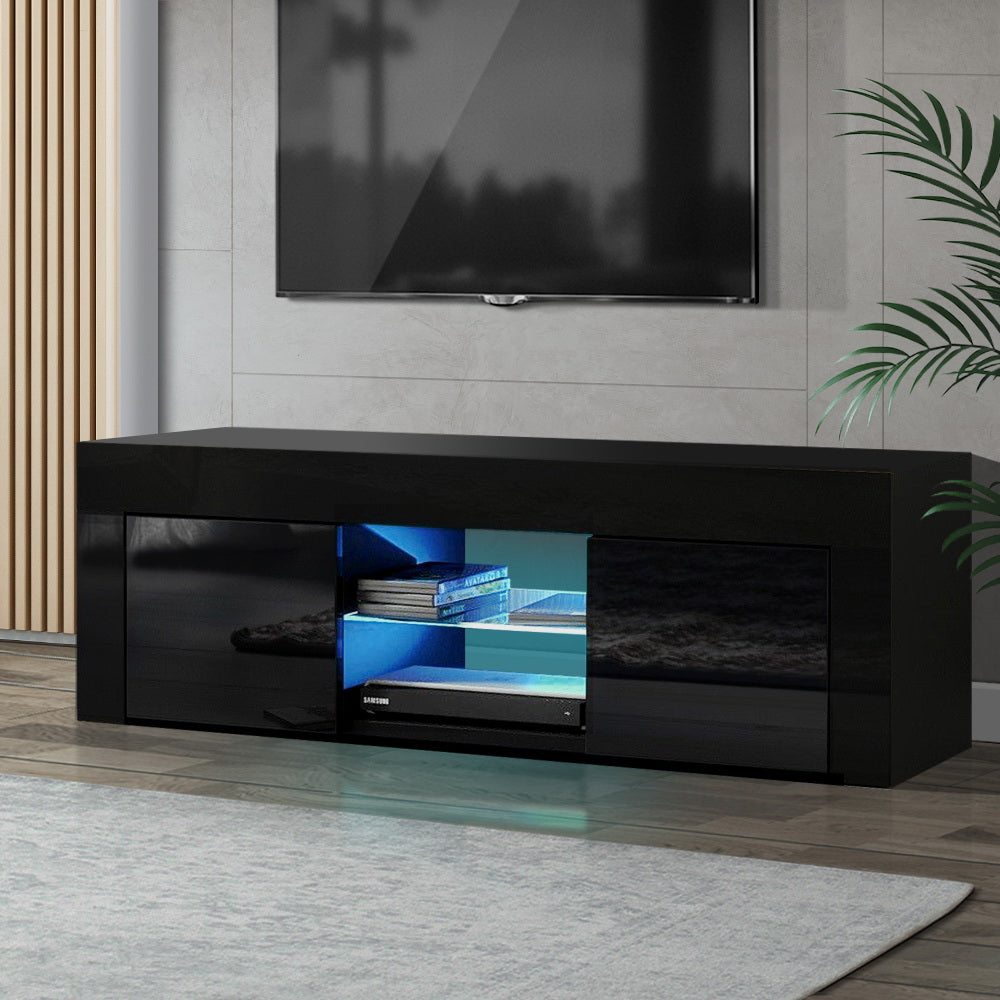 Artiss Entertainment Unit TV Cabinet LED 130cm Black Angus-7