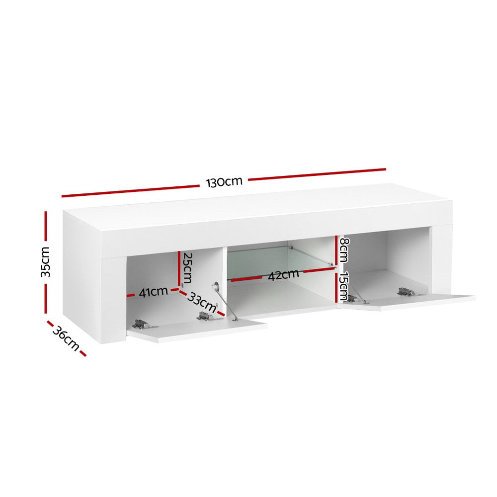 Artiss Entertainment Unit TV Cabinet LED 130cm White Angus-2