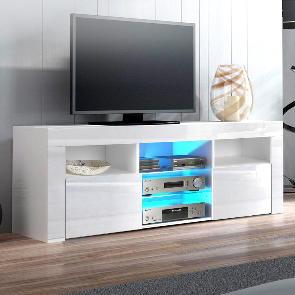 Artiss Entertainment Unit TV Cabinet LED 145cm White Angus-6