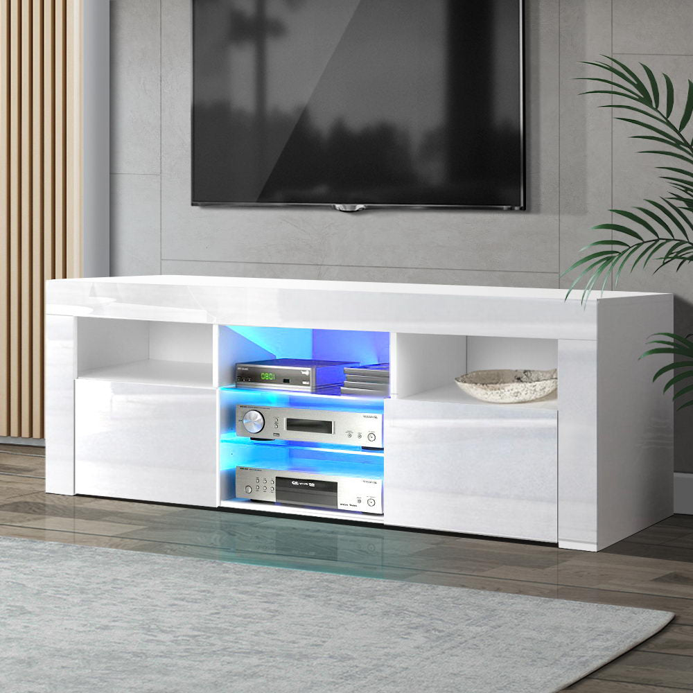 Artiss Entertainment Unit TV Cabinet LED 145cm White Angus-7