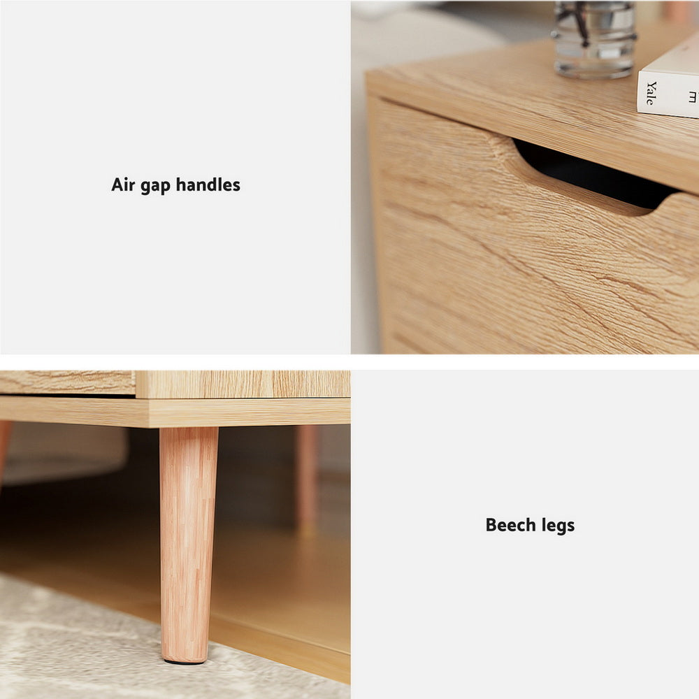 Artiss 2 x Bedside Table 2 Drawers - BODEN Pine-5