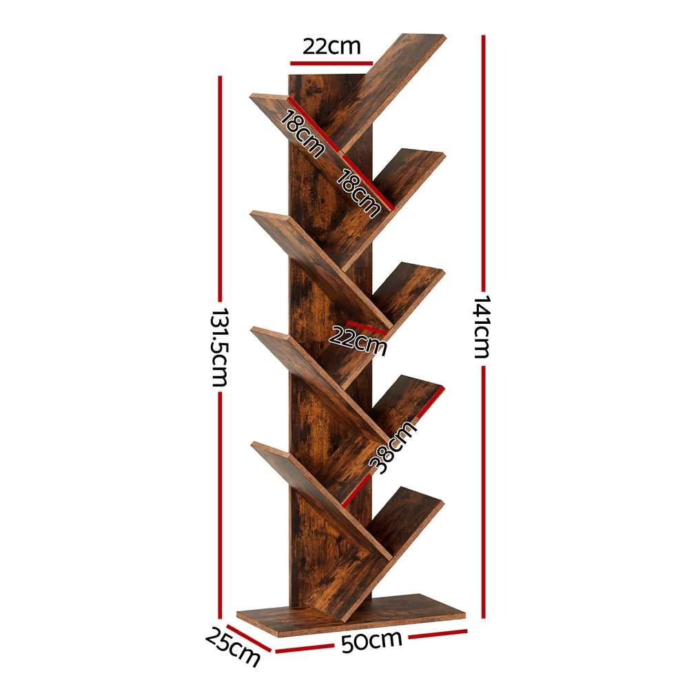 Artiss Tree Bookshelf 9 Tiers Walnut-2
