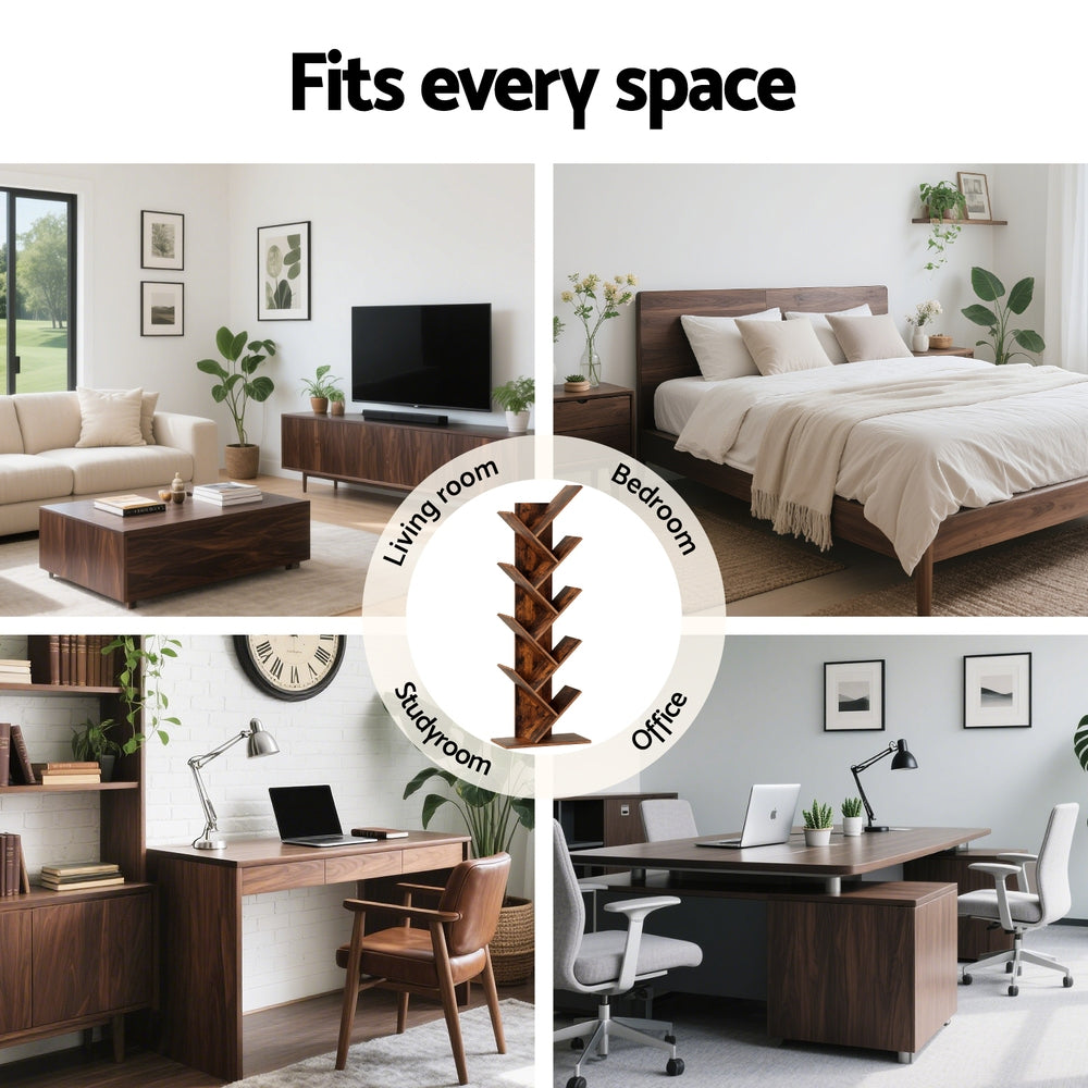 Artiss Tree Bookshelf 9 Tiers Walnut-6