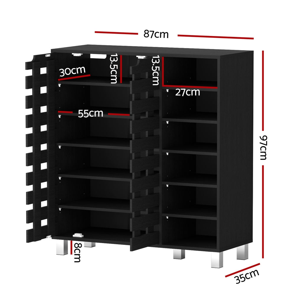 Artiss Shoe Rack Cabinet 6 Tier Storage Shelf Black-1