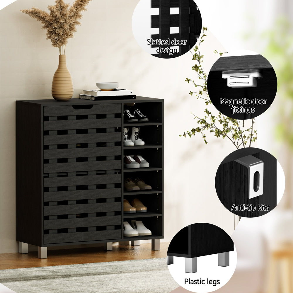 Artiss Shoe Rack Cabinet 6 Tier Storage Shelf Black-4